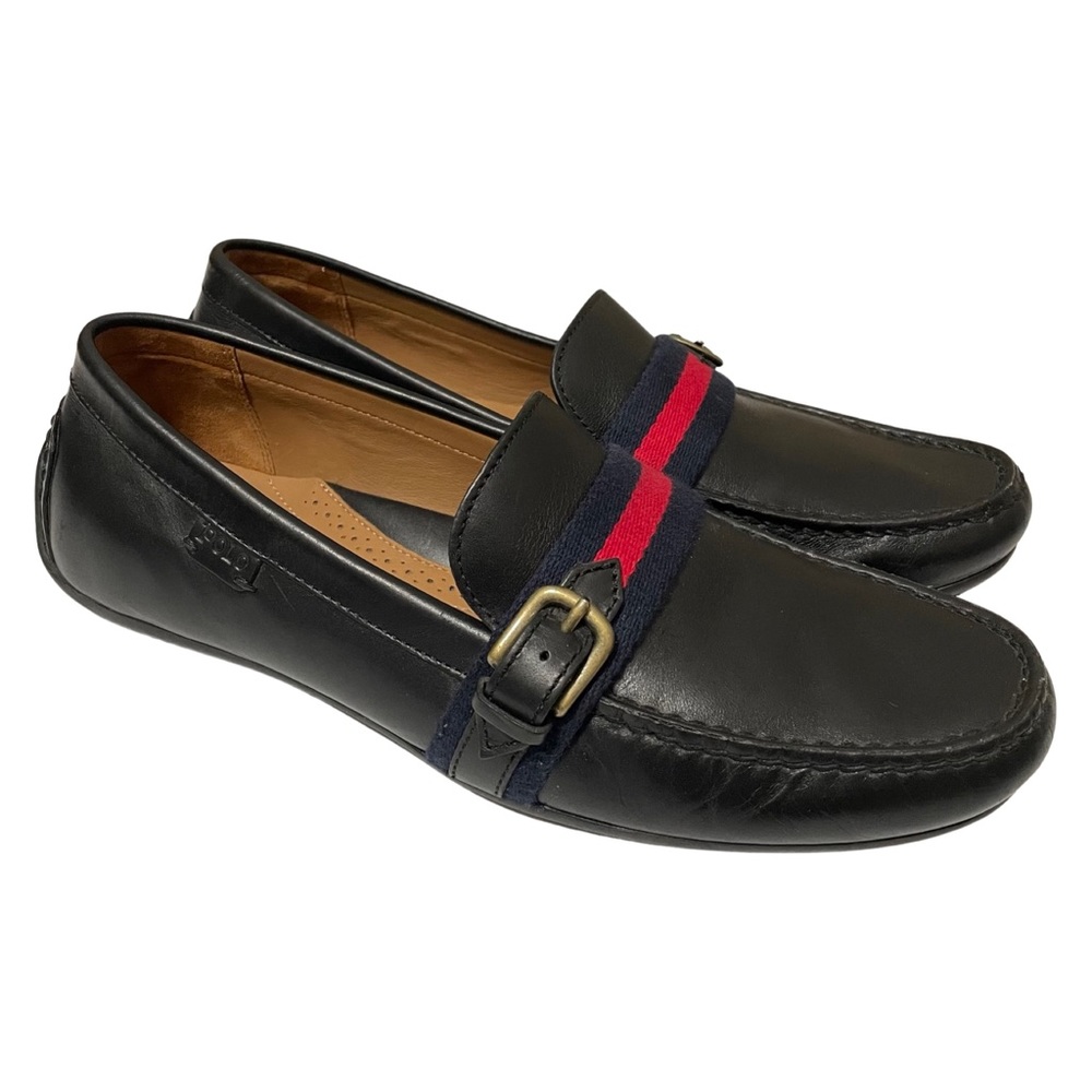 Polo Ralph Lauren Men’s Size 10 Riali Black Buckled Slip On Driving Loafer